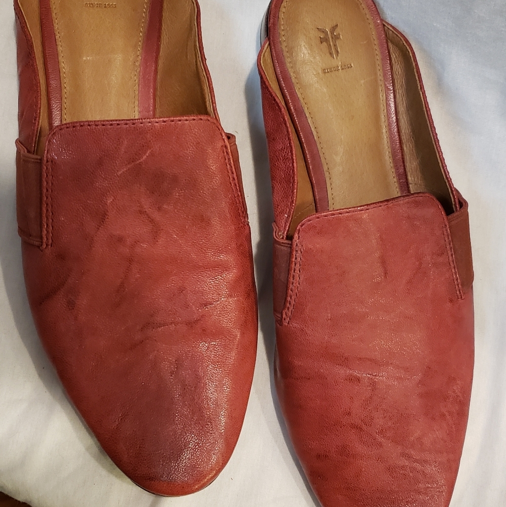 Women's Frye Red Leather Slides